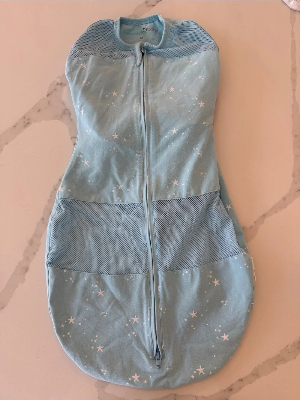 Love to Dream Blue Star Swaddle Sleep Sack - Gentle Zip Up